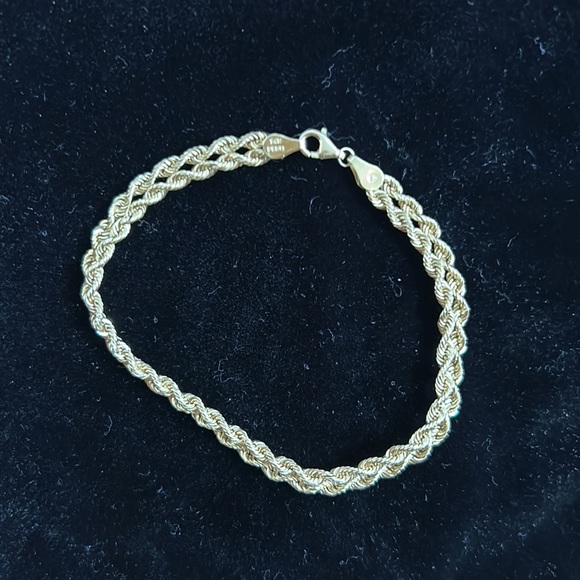 14K gold bracelet, double row twisted rope - Picture 3 of 9